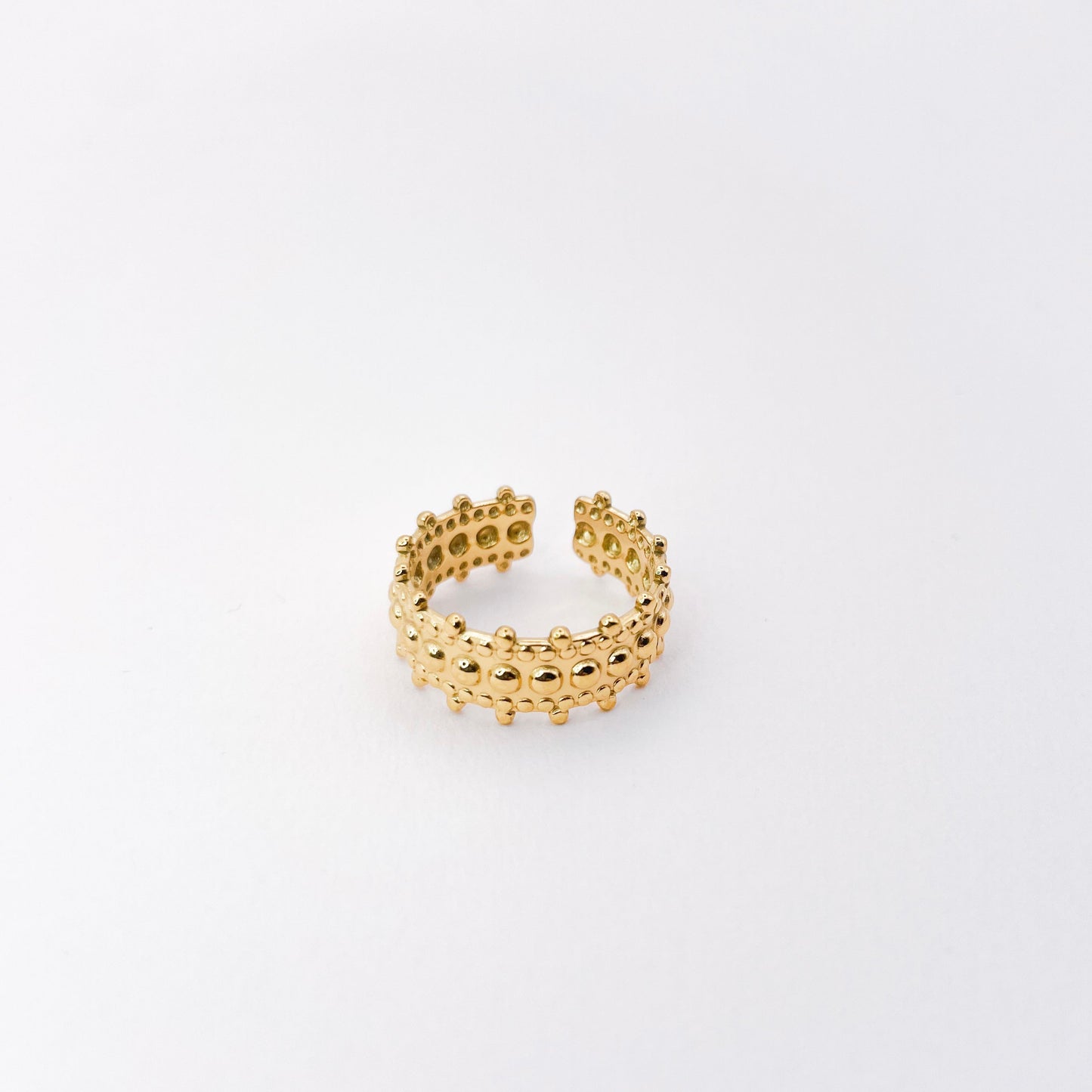 Bague à decoupe arrondies en acier inoxydable doré
