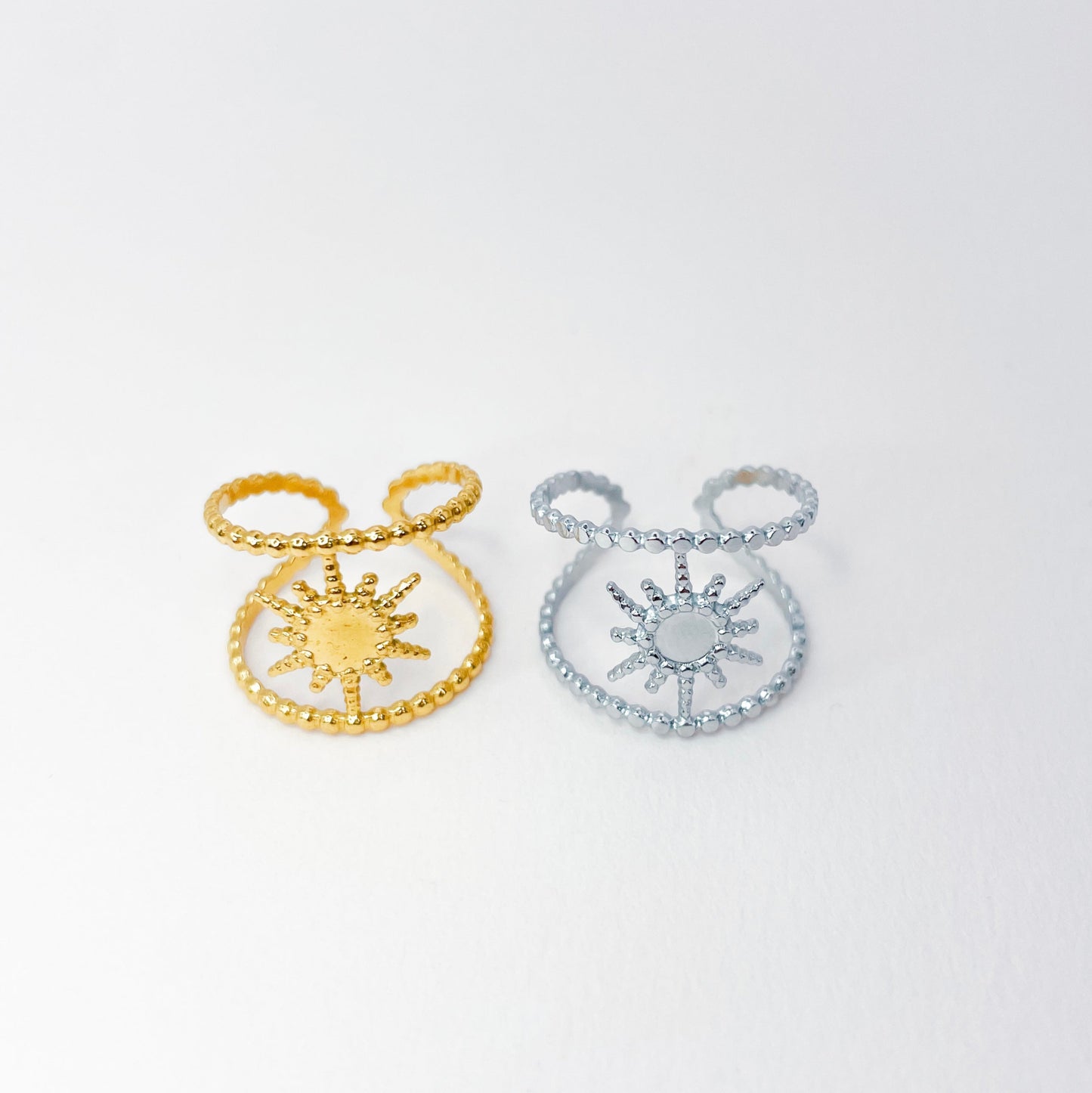 Duo de bague étoiles en acier inoxydable doré et argenté. bijoux de qualité pas chers