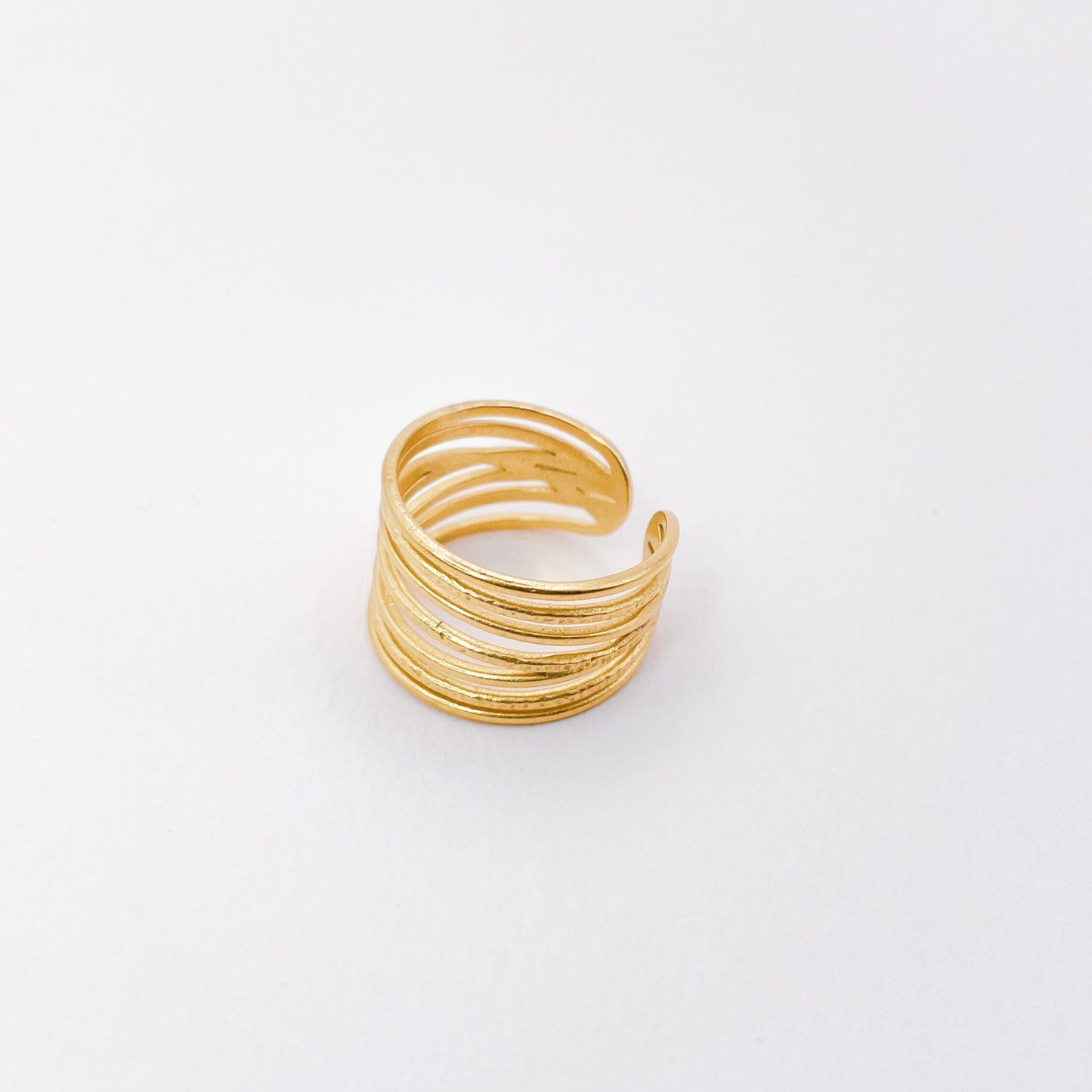 bague semainier dorée en acier inoxydable, 7 anneau en 1. légère et ajustable. Bijoux fantaisie de qualité