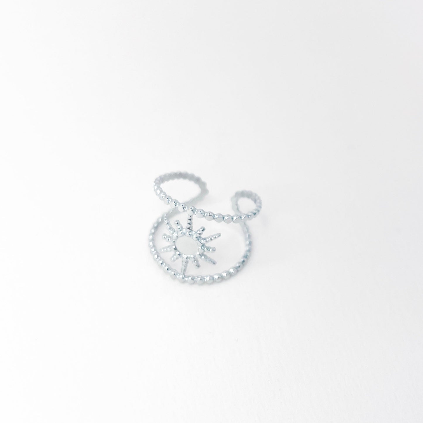 bague étoile argenté à effet perlé. waterproofe ajustable