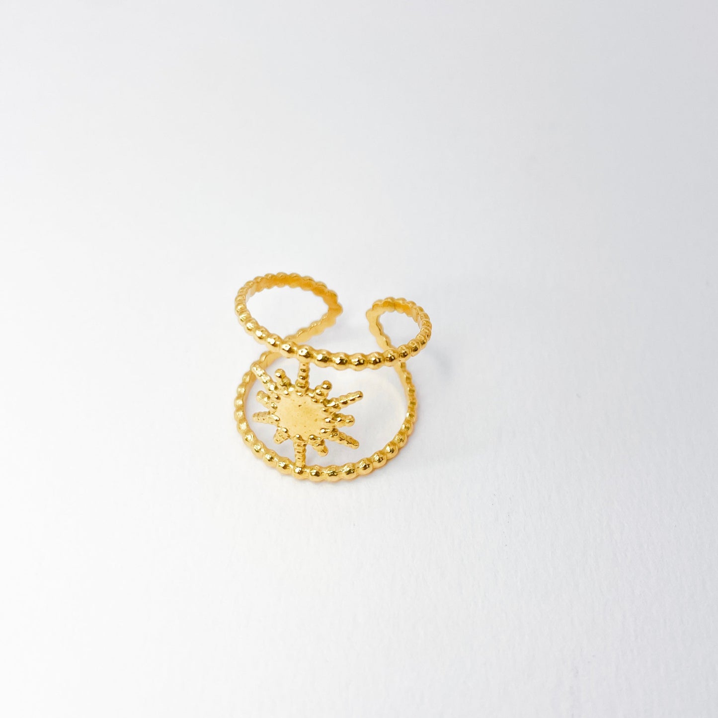 bague étoile à effet perlé en acier inoxydable doré. bijoux fantaisie de qualité