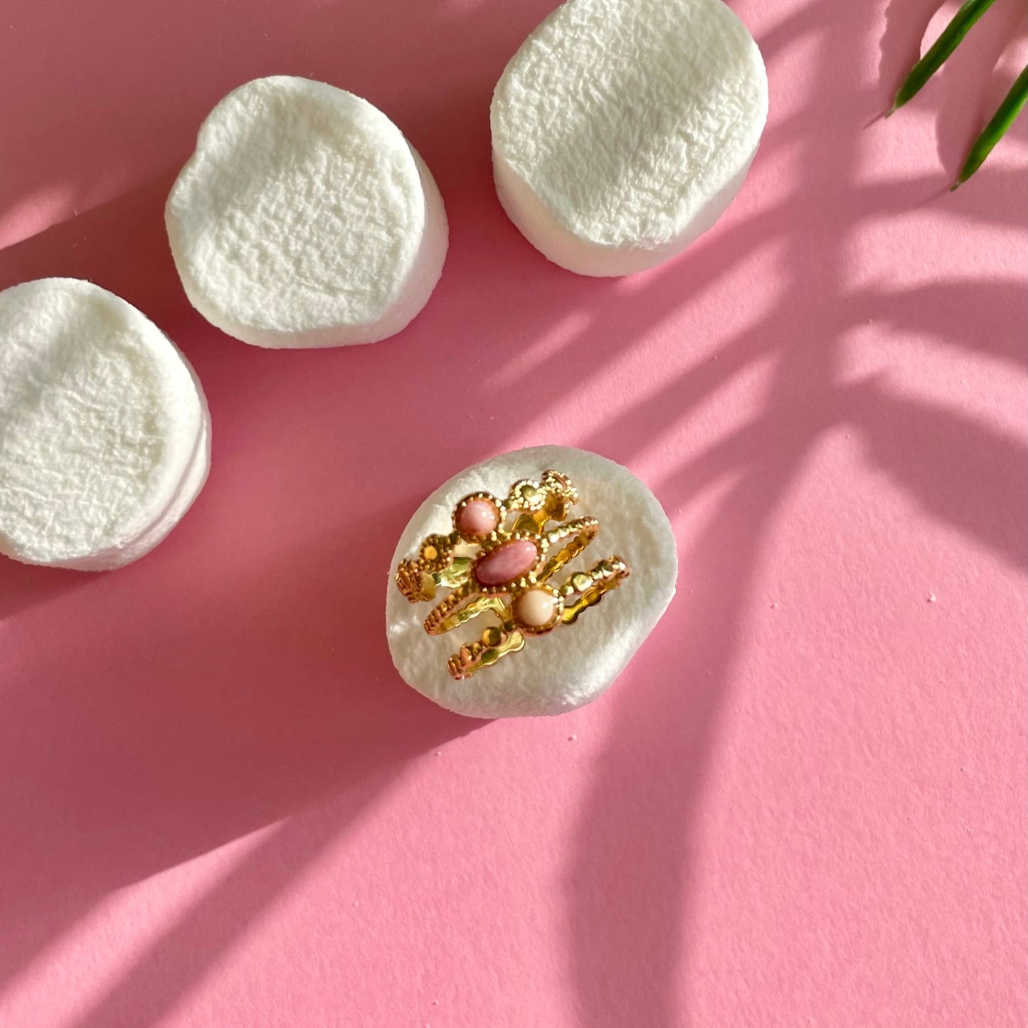 bague rose et doré trois rang en acier inoxydable