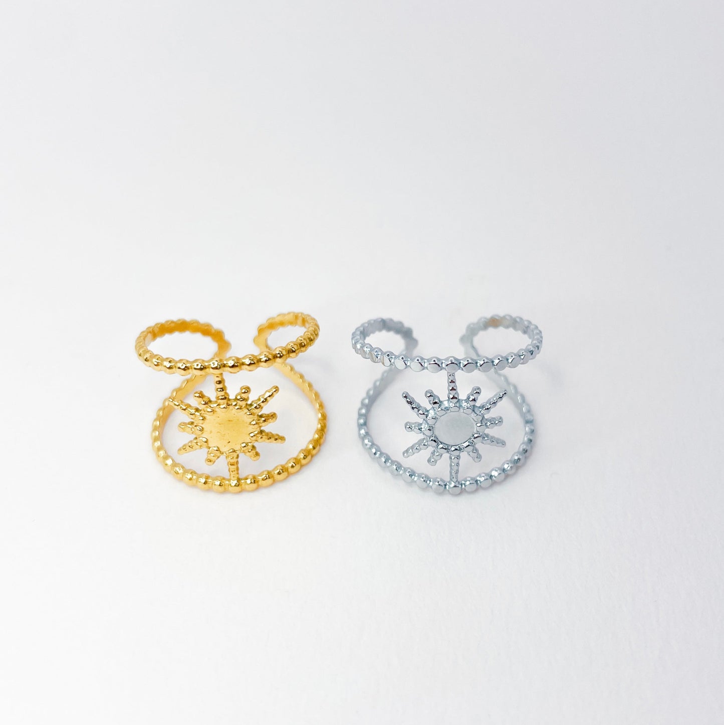 Duo de bagues en cier inoxydable doré et argenté. bagues tendances et résistantes pour un look summer