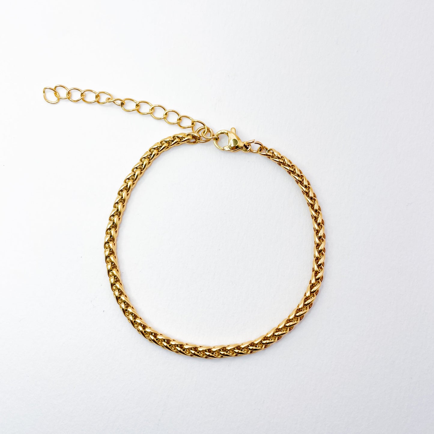 bracelet maille ronde tressée en acier inoxydable doré, tendance et chic