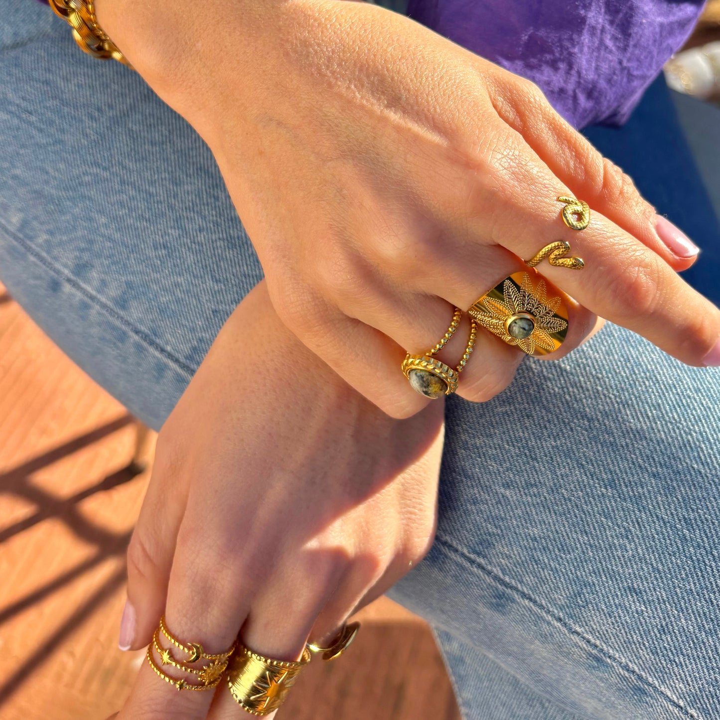 accumulation de bagues bohèmes en acier inoxydable. style bohème. bijoux pour femmes pas chers