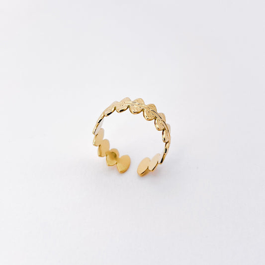 bague dentelée en acier inoxydable doré, résiste à l'eau, taille ajustable. tendance et bohème, bijou fantaisie de qualité