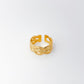 bague tressée et texturée en acier inoxydable dorée. agustable et waterproof